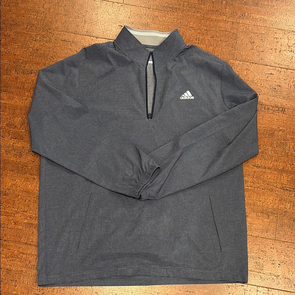 New w/o Tags Adidas Blue Quarter-Zip Golf Pullover Men’s Size L Rain Resistant